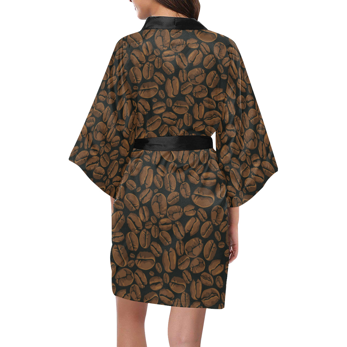 Coffee Pattern Print Design 01 Women's Short Kimono