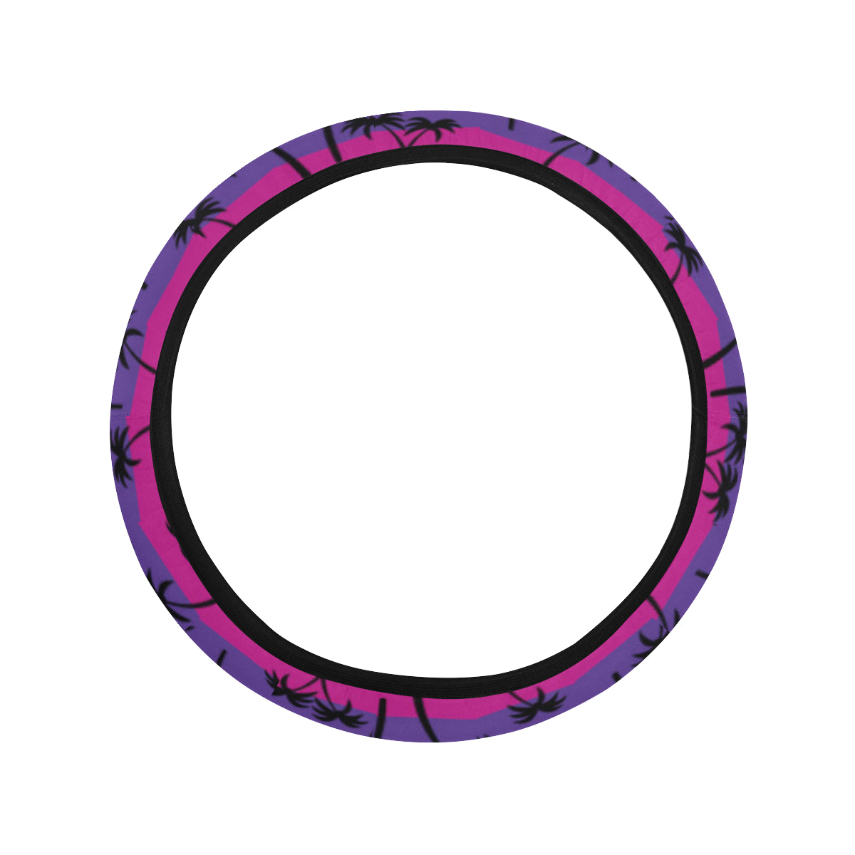 Palm Tree Rainbow Themed Print Steering Wheel Cover with Elastic Edge