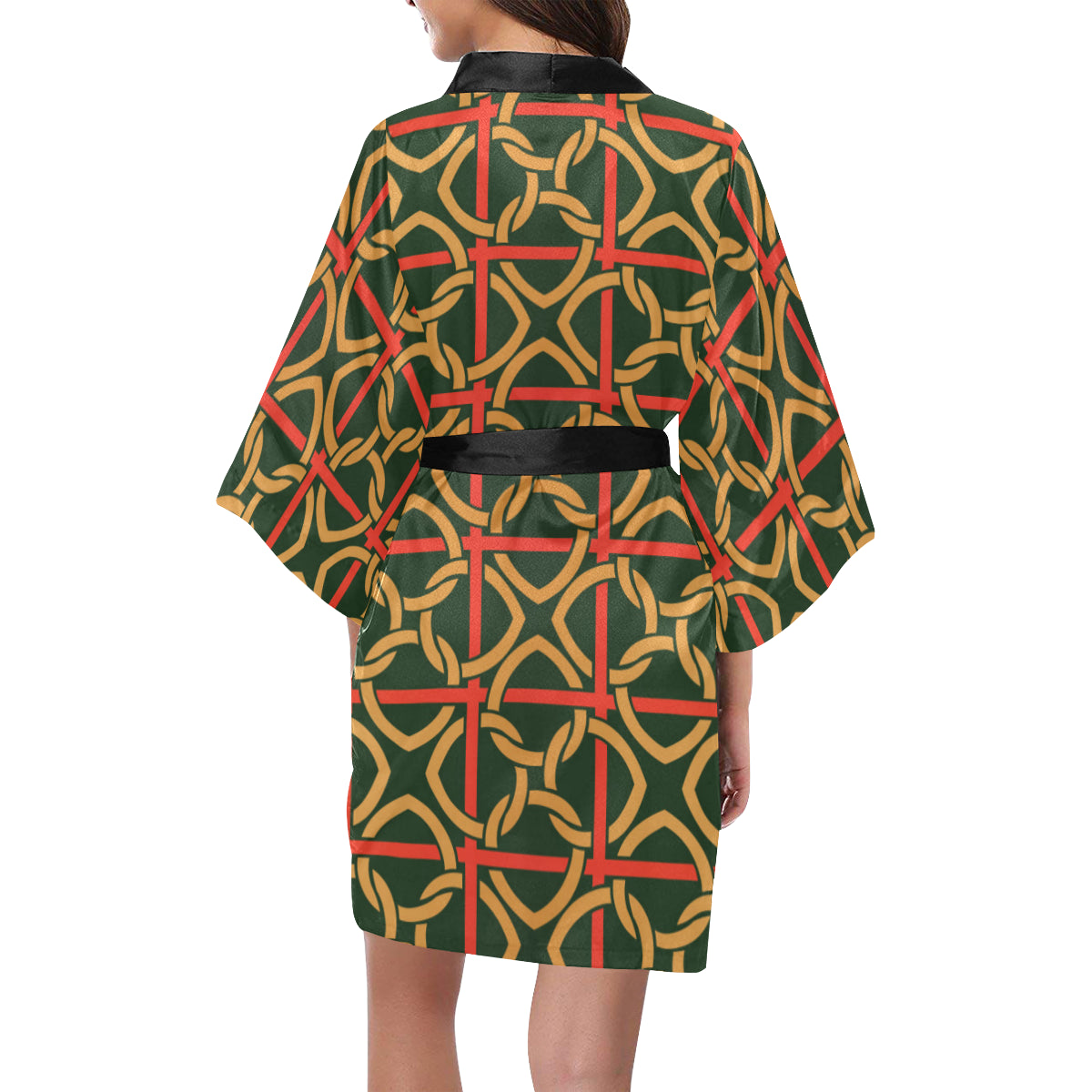 Irish Pattern Print Design 01 Women's Short Kimono