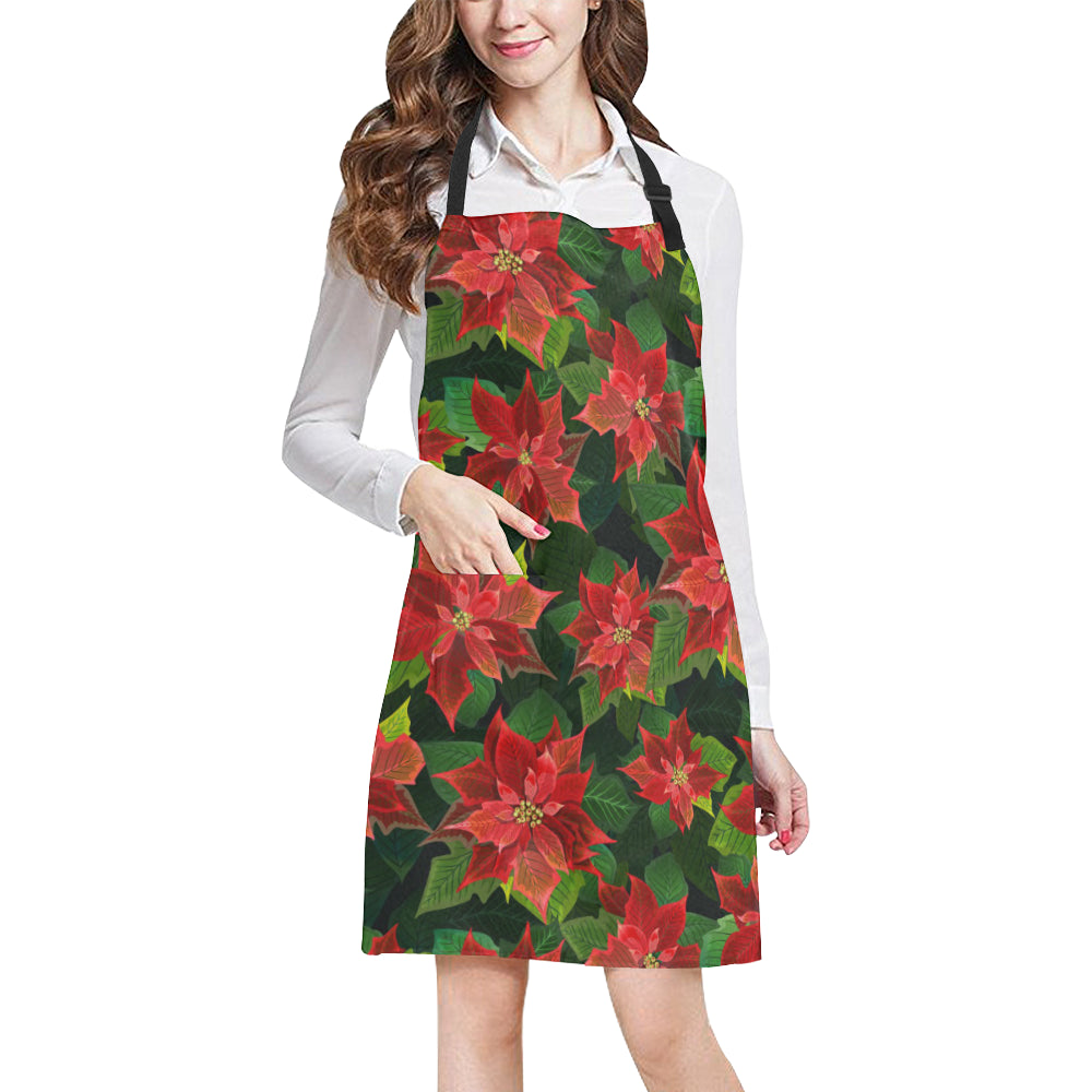 Poinsettia Pattern Print Design POT04 Apron with Pocket