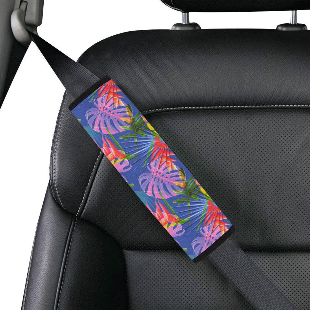 Tropical Flower Pattern Print Design TF025 Car Seat Belt Cover