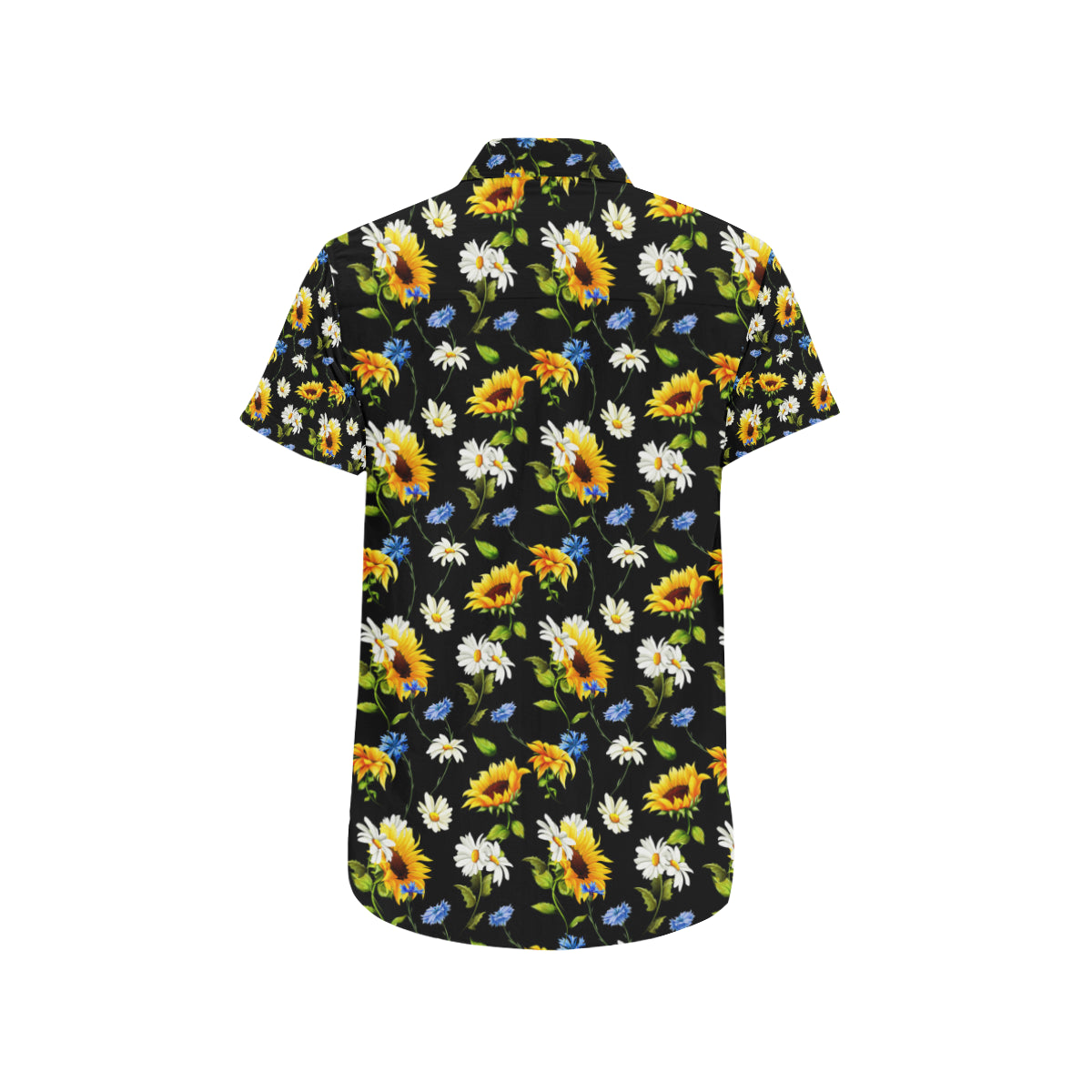 Sunflower Chamomile Bright Color Print Men's Short Sleeve Button Up Shirt