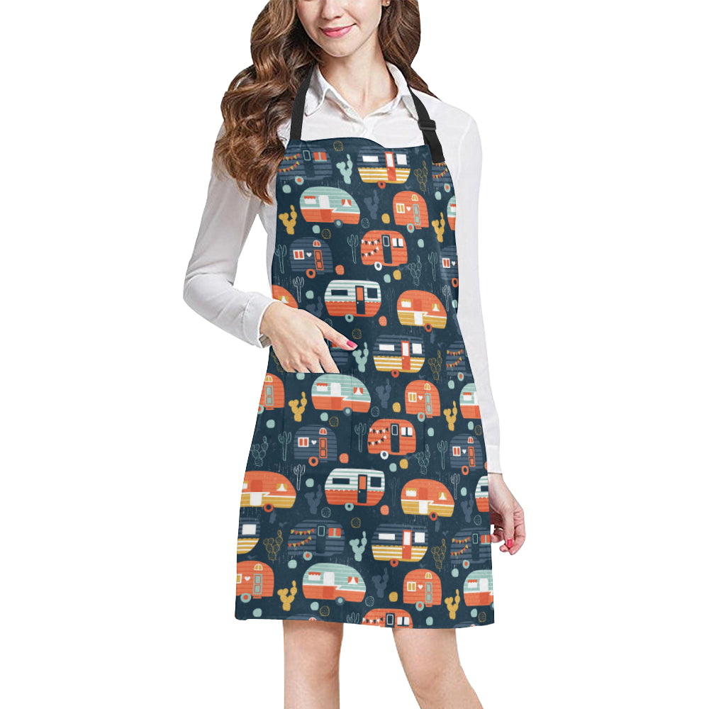 Camper Caravan Print Pattern Apron with Pocket