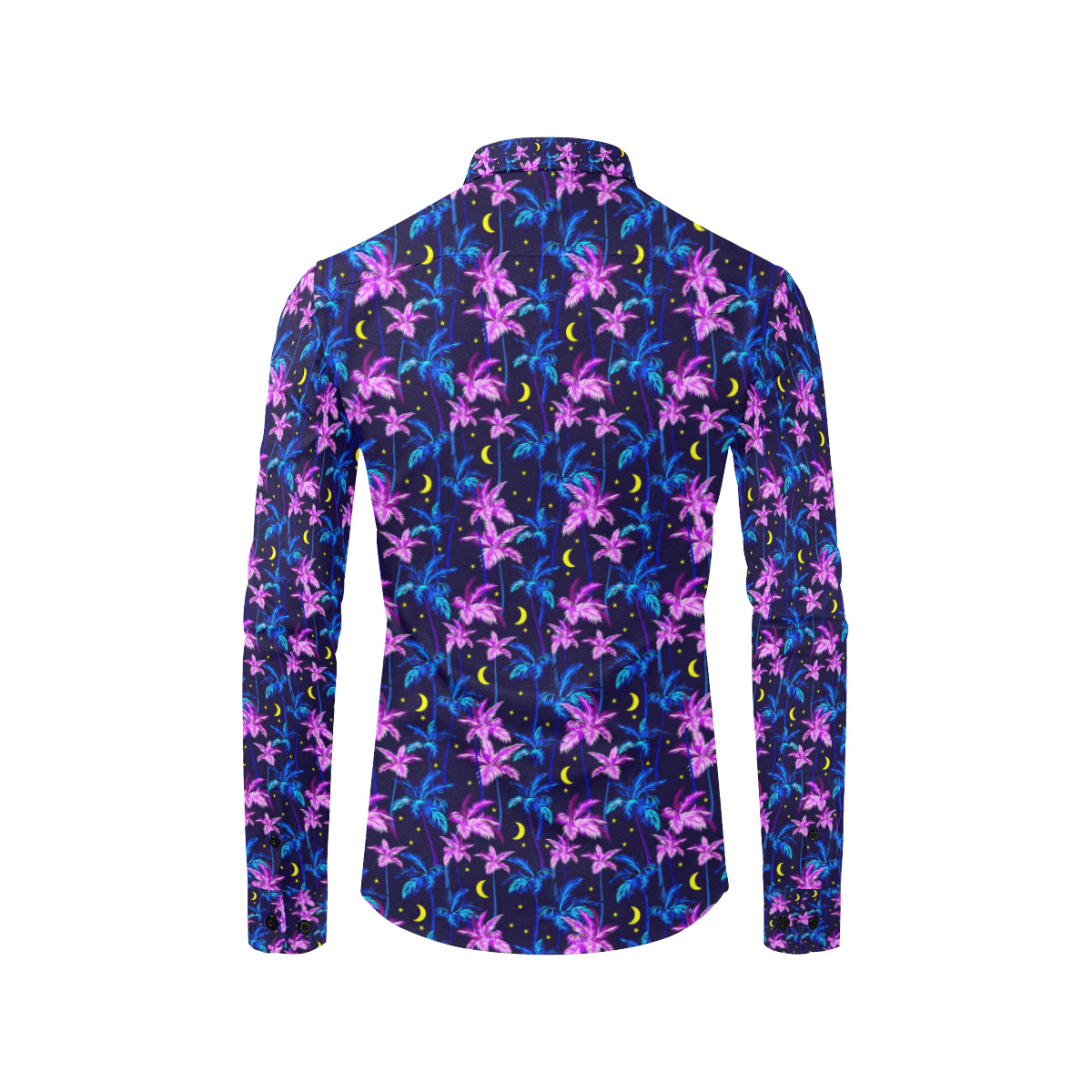 Palm Tree Night Scene Design Print Men's Long Sleeve Shirt