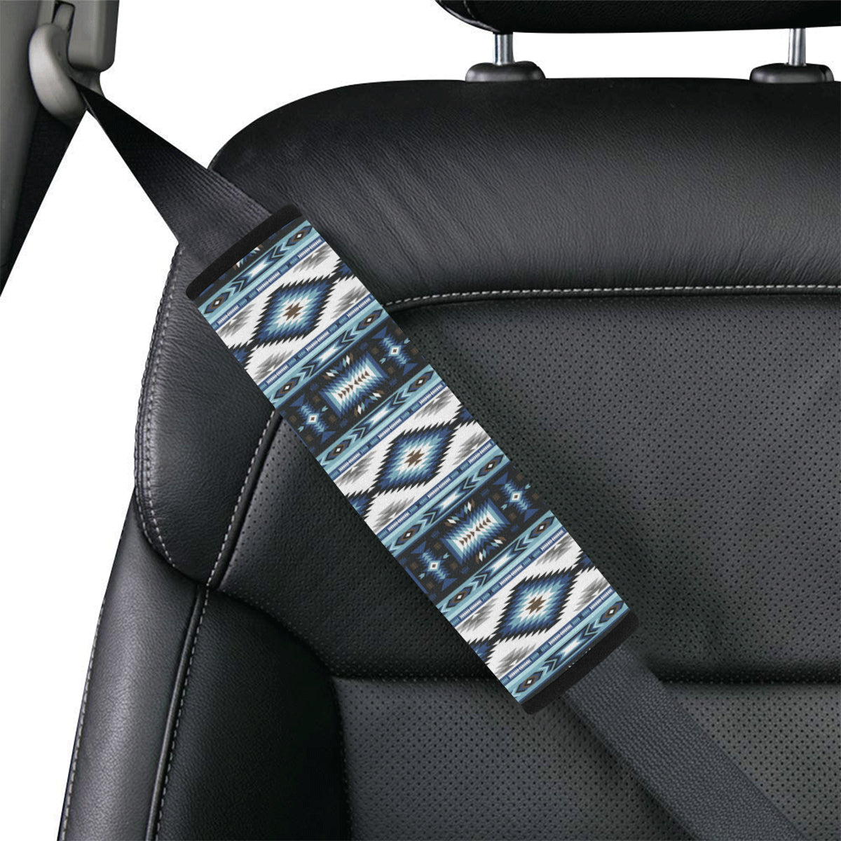 Navajo Dark Blue Print Pattern Car Seat Belt Cover