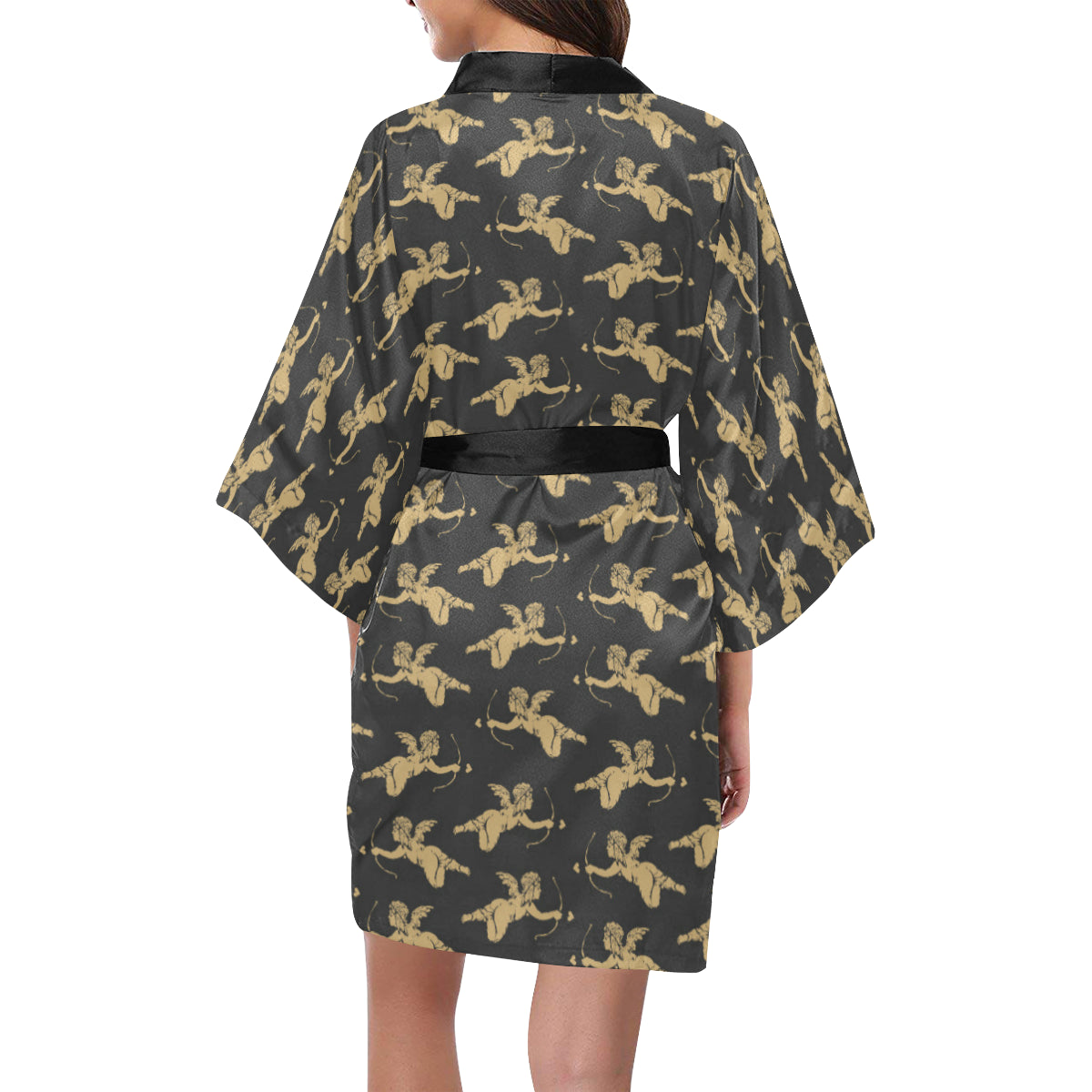 Cupid Pattern Print Design 02 Women's Short Kimono