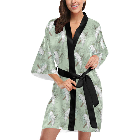 Cockatiel Pattern Print Design 01 Women's Short Kimono