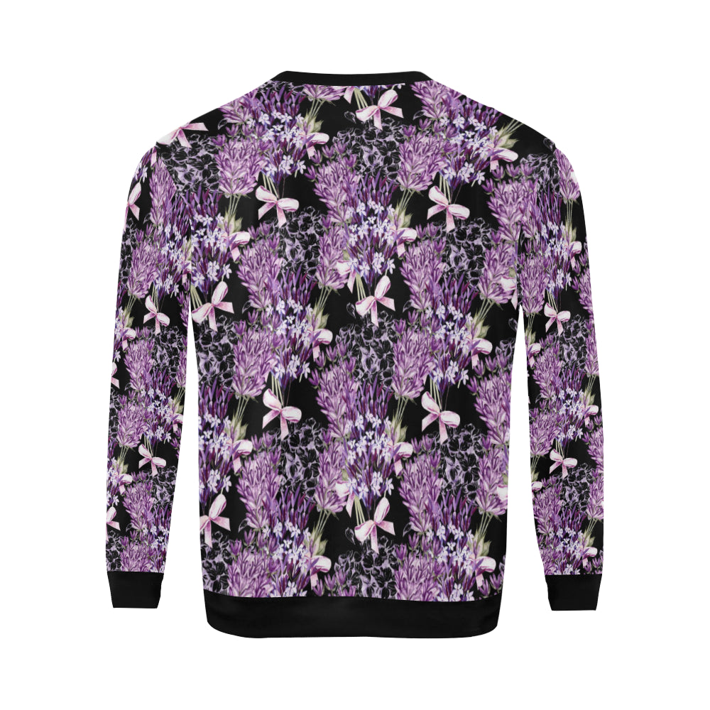 Lavender Pattern Print Design LV06 Men Long Sleeve Sweatshirt