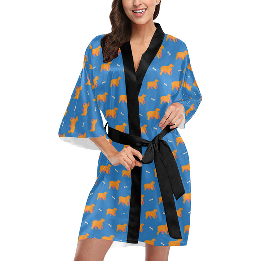 Cocker Pattern Print Design 04 Women's Short Kimono