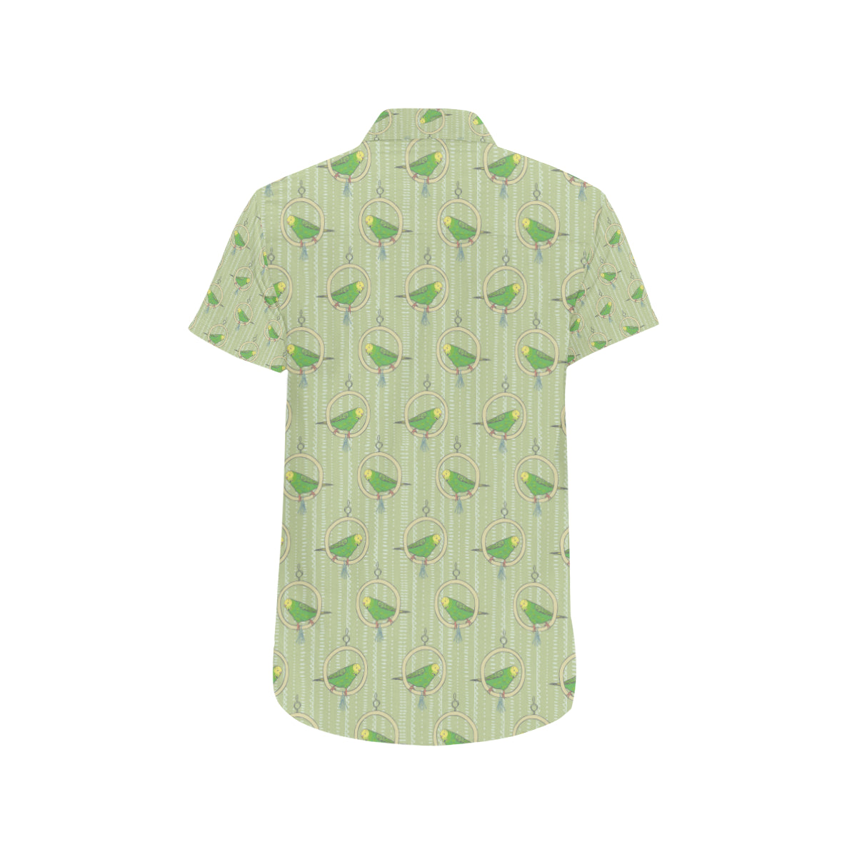 Budgerigar Pattern Print Design 02 Men's Short Sleeve Button Up Shirt