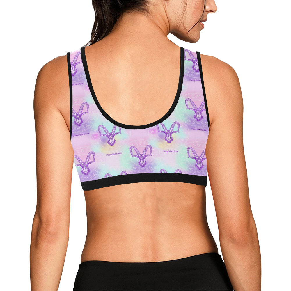 Capricorn Zodiac Pattern Print Design 02 Sports Bra
