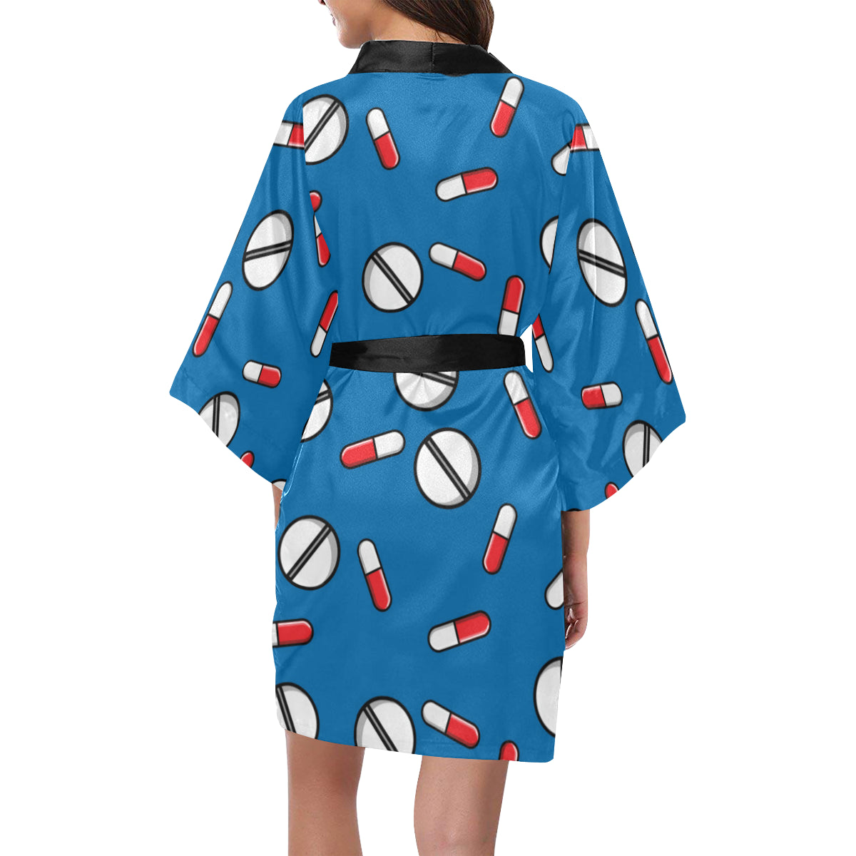 Pill Pattern Print Design A05 Women's Short Kimono