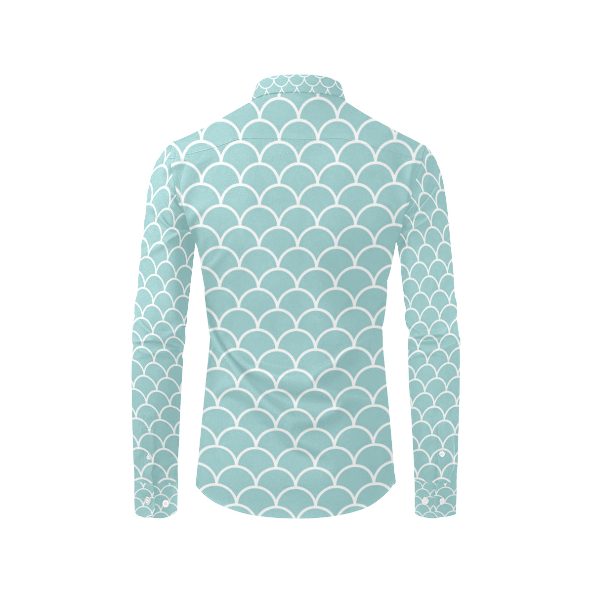 Scales Teal Pattern Print Design 02 Men's Long Sleeve Shirt