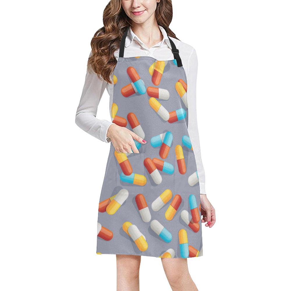 Pill Pattern Print Design A01 Apron with Pocket