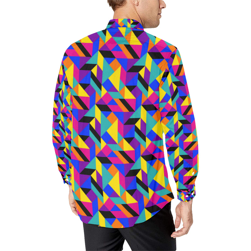 90s Colorful Pattern Print Design 1 Men's Long Sleeve Shirt