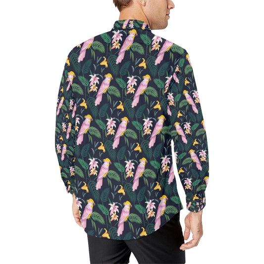 Cockatoo Pattern Print Design 03 Men's Long Sleeve Shirt