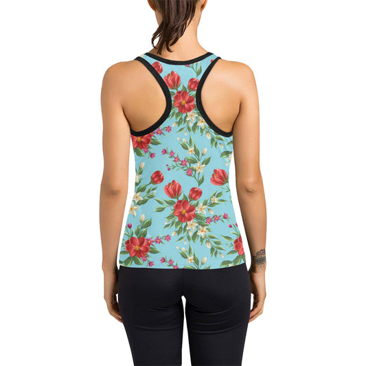 Summer Floral Pattern Print Design SF011 Women's Racerback Tank Top