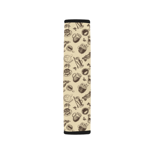Coffee Pattern Print Design 05 Car Seat Belt Cover