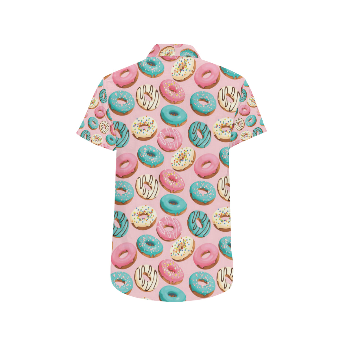 Donut Pattern Print Design DN06 Men's Short Sleeve Button Up Shirt