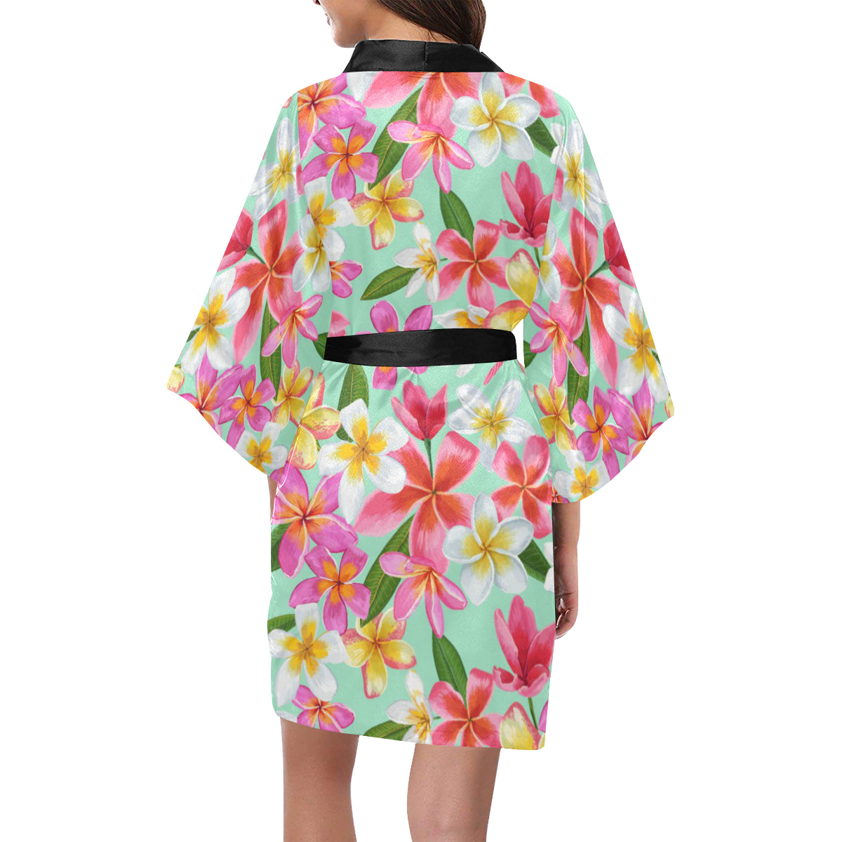 Plumeria Pattern Print Design PM014 Women Kimono Robe