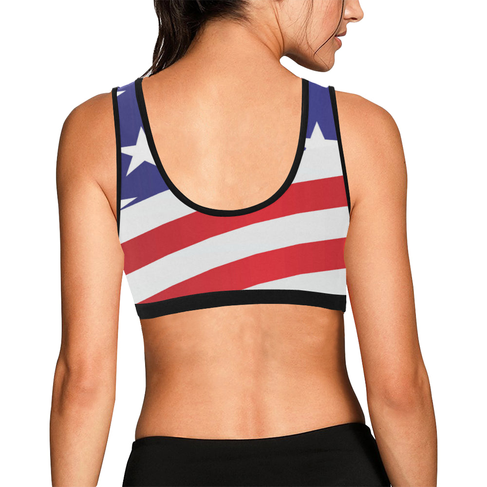 American flag Print Sports Bra