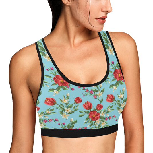 Summer Floral Pattern Print Design SF011 Sports Bra