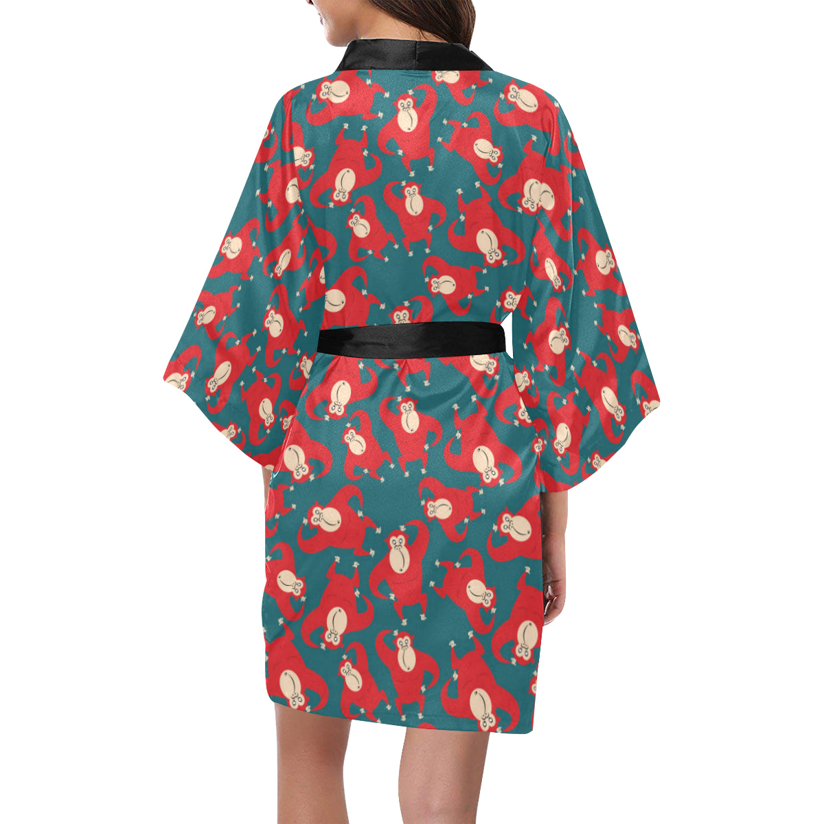 Chimpanzee Pattern Print Design 04 Women's Short Kimono
