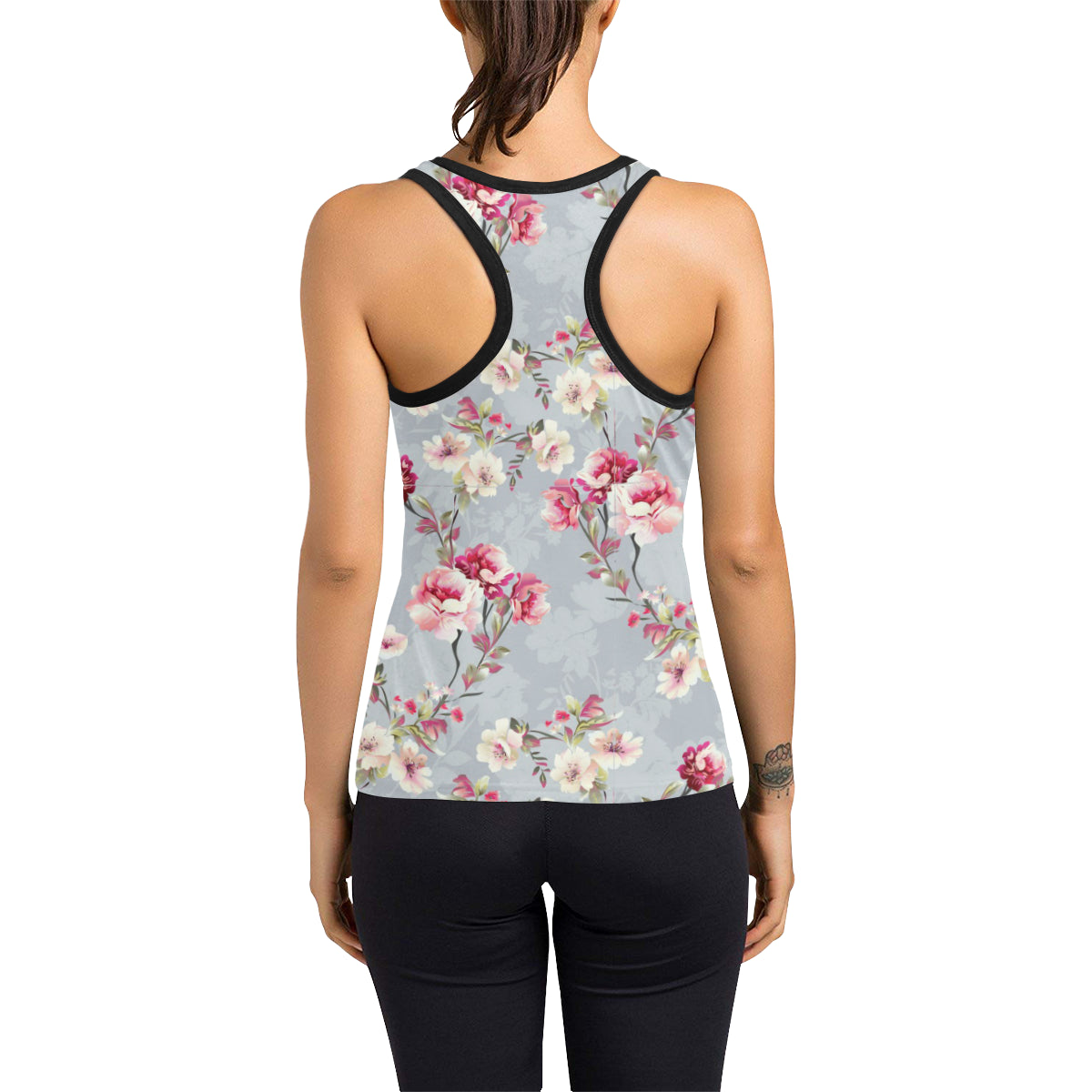 Summer Floral Pattern Print Design SF02 Women's Racerback Tank Top