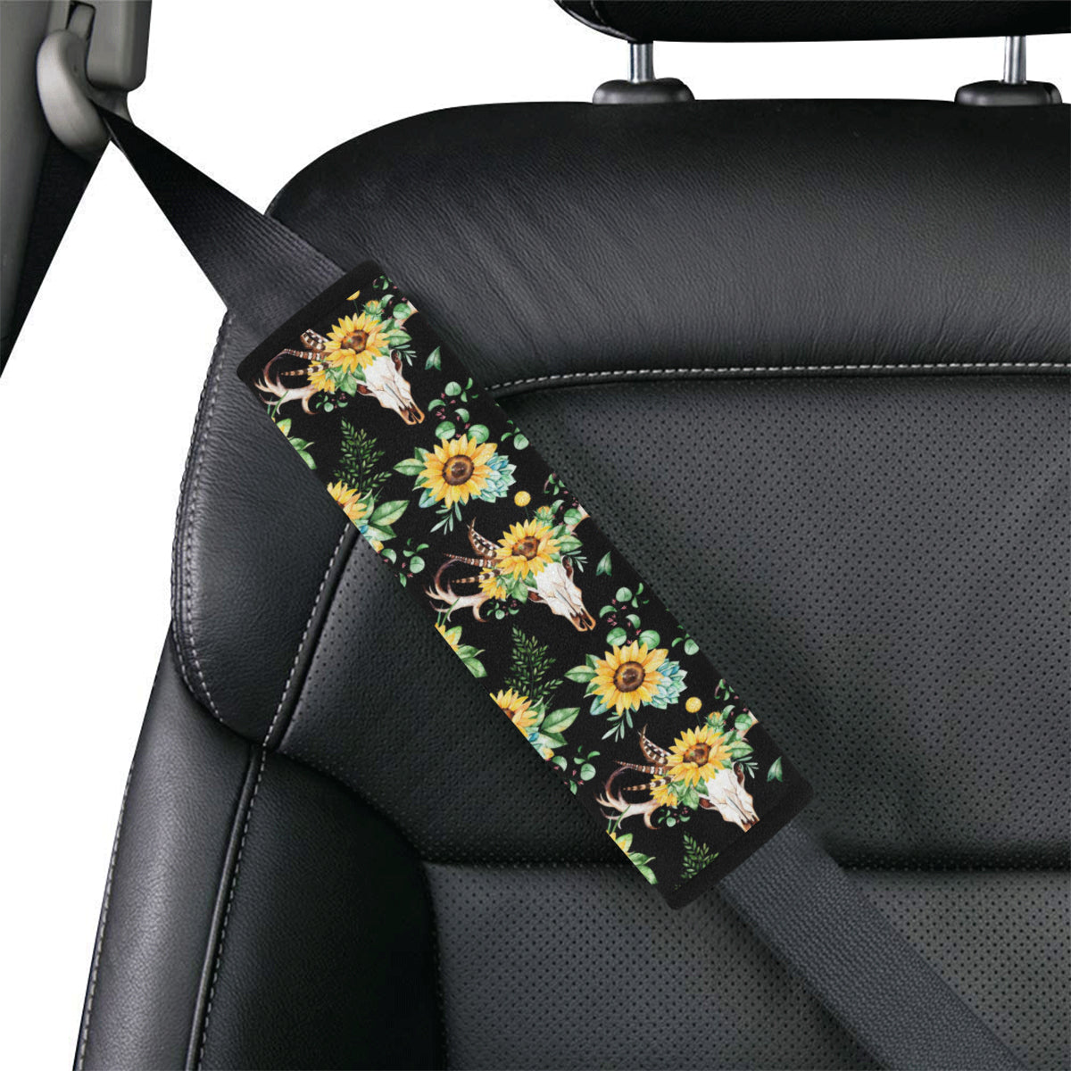 Sunflower Pattern Print Design SF08 Car Seat Belt Cover