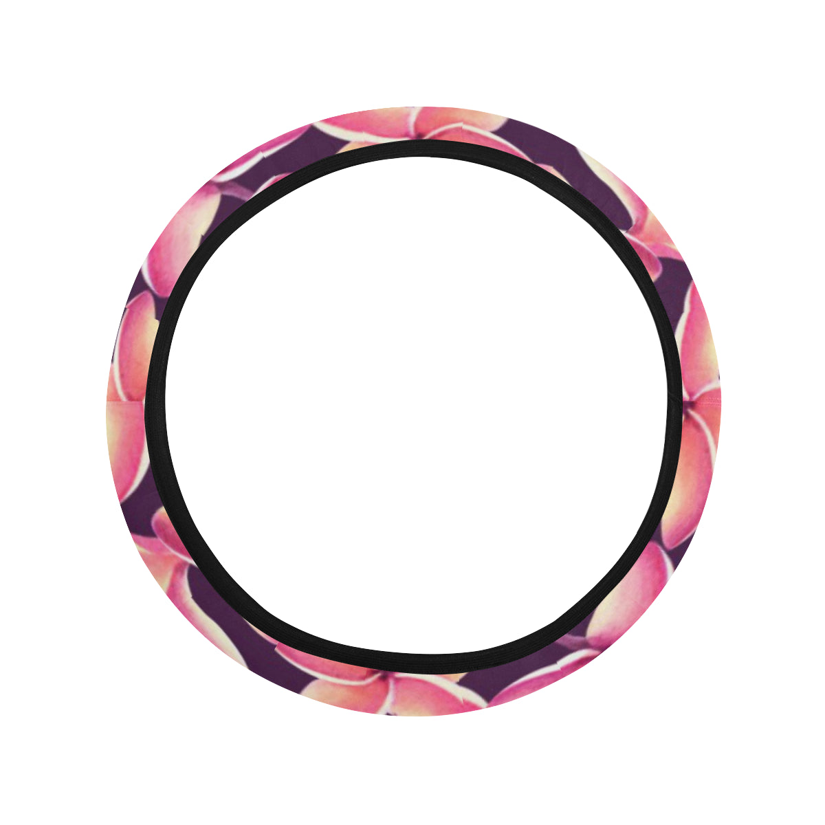 Purple Plumeria Pattern Print Design PM010 Steering Wheel Cover with Elastic Edge