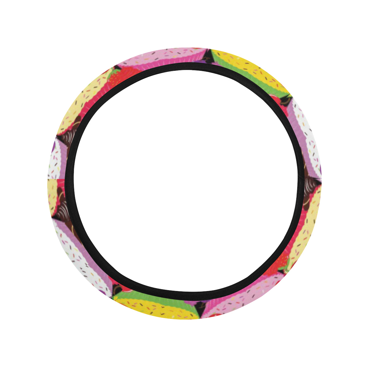 Cupcake Pattern Print Design CP02 Steering Wheel Cover with Elastic Edge