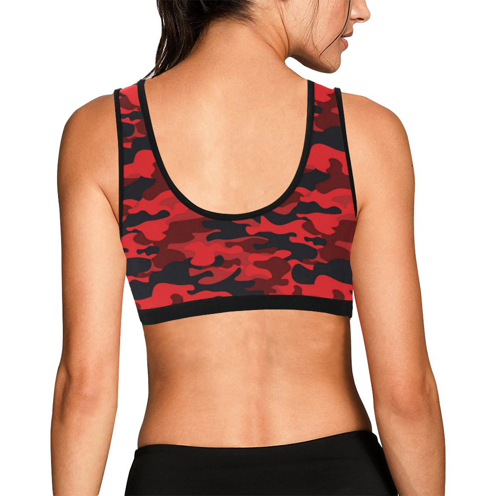 Camo Red Pattern Print Design 03 Sports Bra