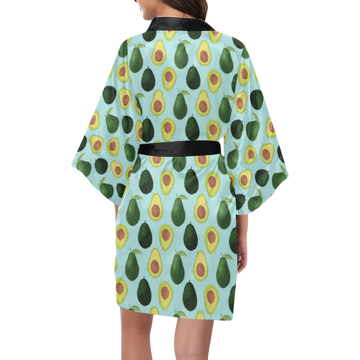Avocado Pattern Print Design 04 Women's Short Kimono