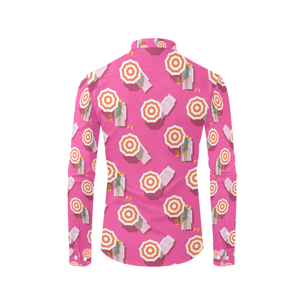 Beach Top View Umbrella Theme Men's Long Sleeve Shirt