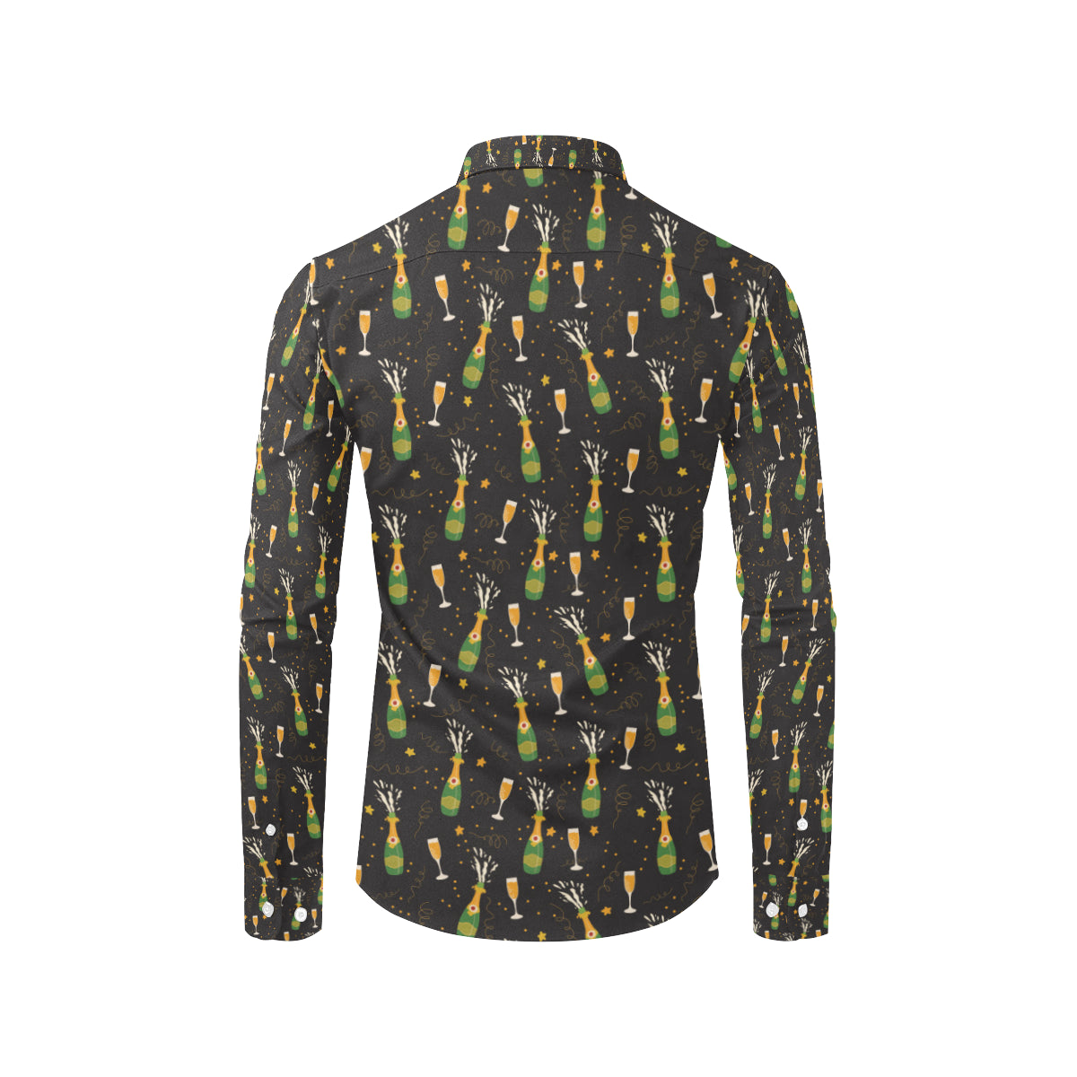 Champagne Pattern Print Design 04 Men's Long Sleeve Shirt