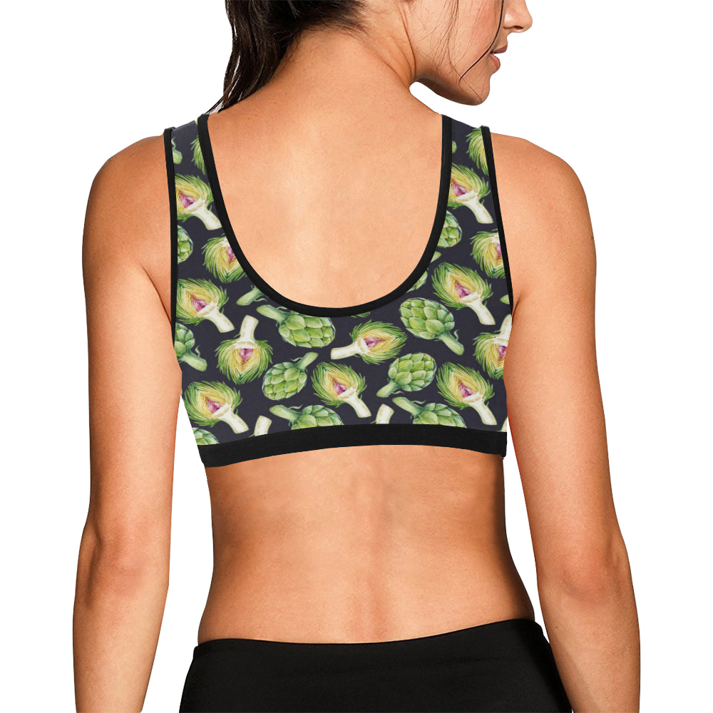 Artichoke Pattern Print Design 01 Sports Bra