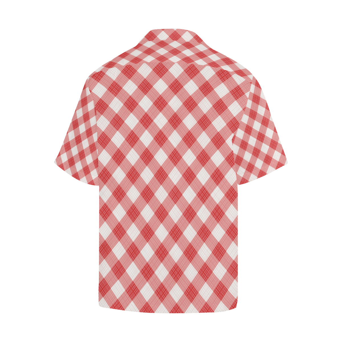 Gingham Red Pattern Print Design 01 Men's Hawaiian Shirt