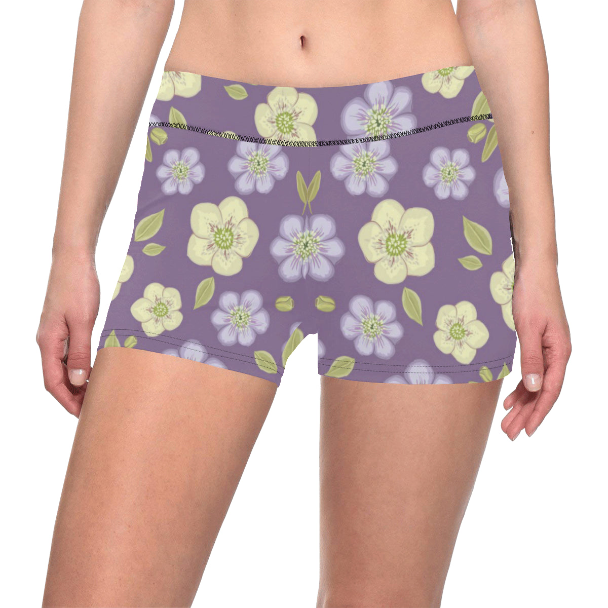 Anemone Pattern Print Design AM013 Yoga Shorts