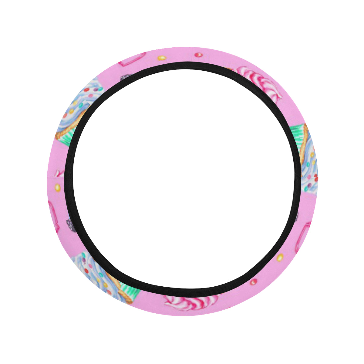 Cupcake Pattern Print Design CP05 Steering Wheel Cover with Elastic Edge