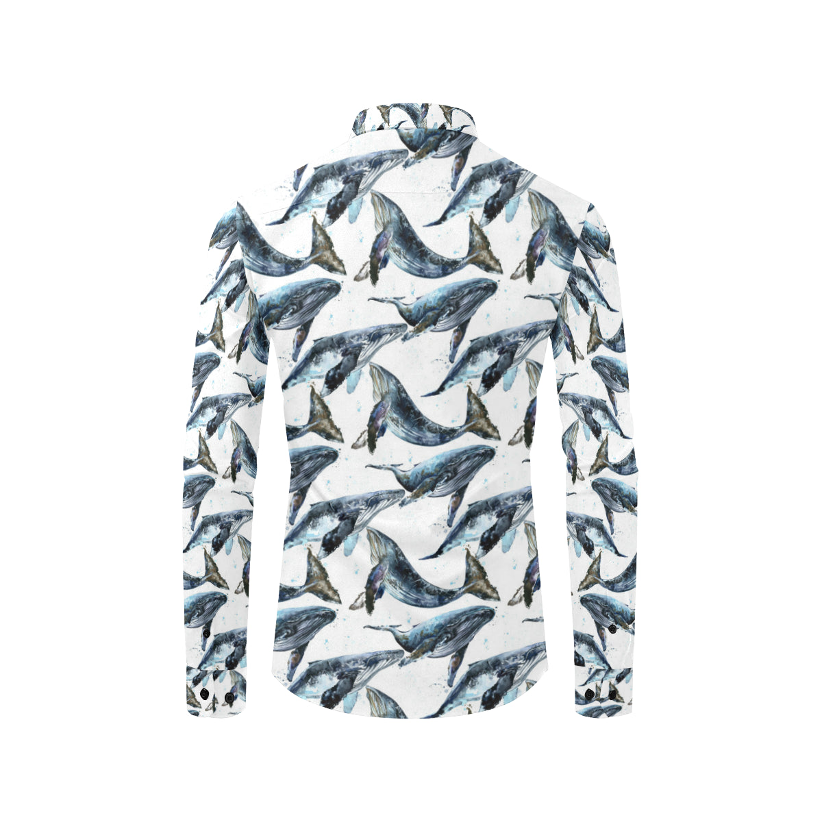 Blue Whale Pattern Print Design 03 Men's Long Sleeve Shirt
