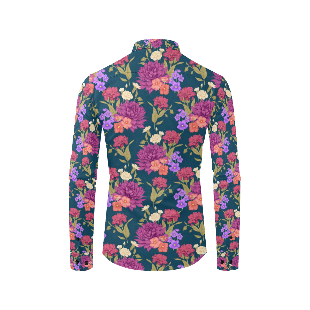 Dahlia Pattern Print Design DH01 Men's Long Sleeve Shirt