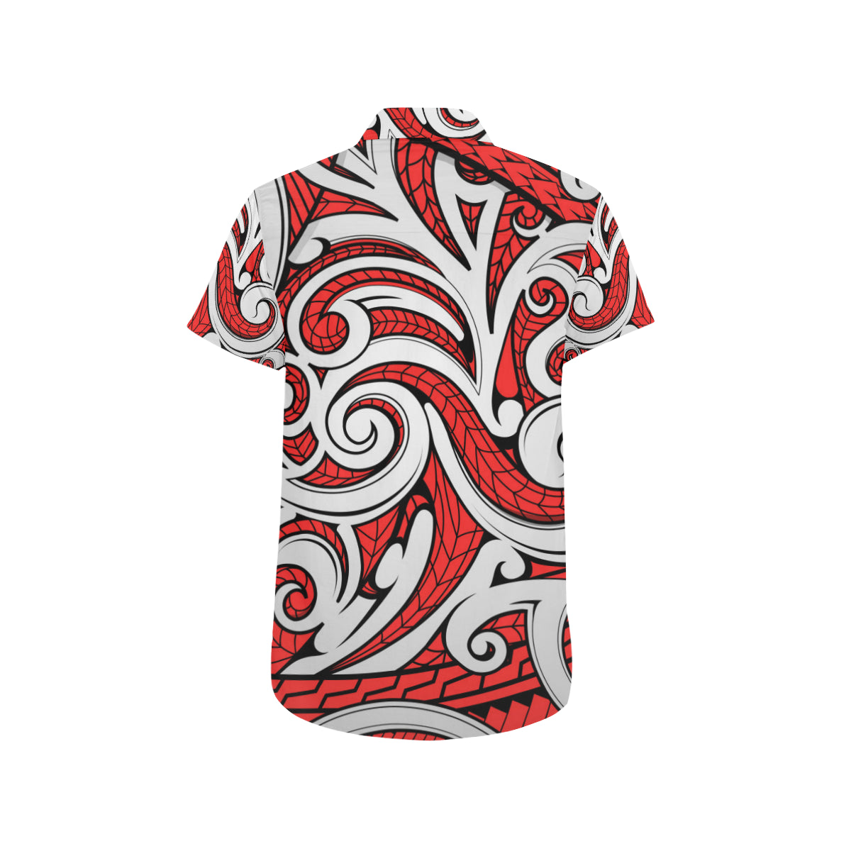 Maori Polynesian Themed Design Print Men's Short Sleeve Button Up Shirt