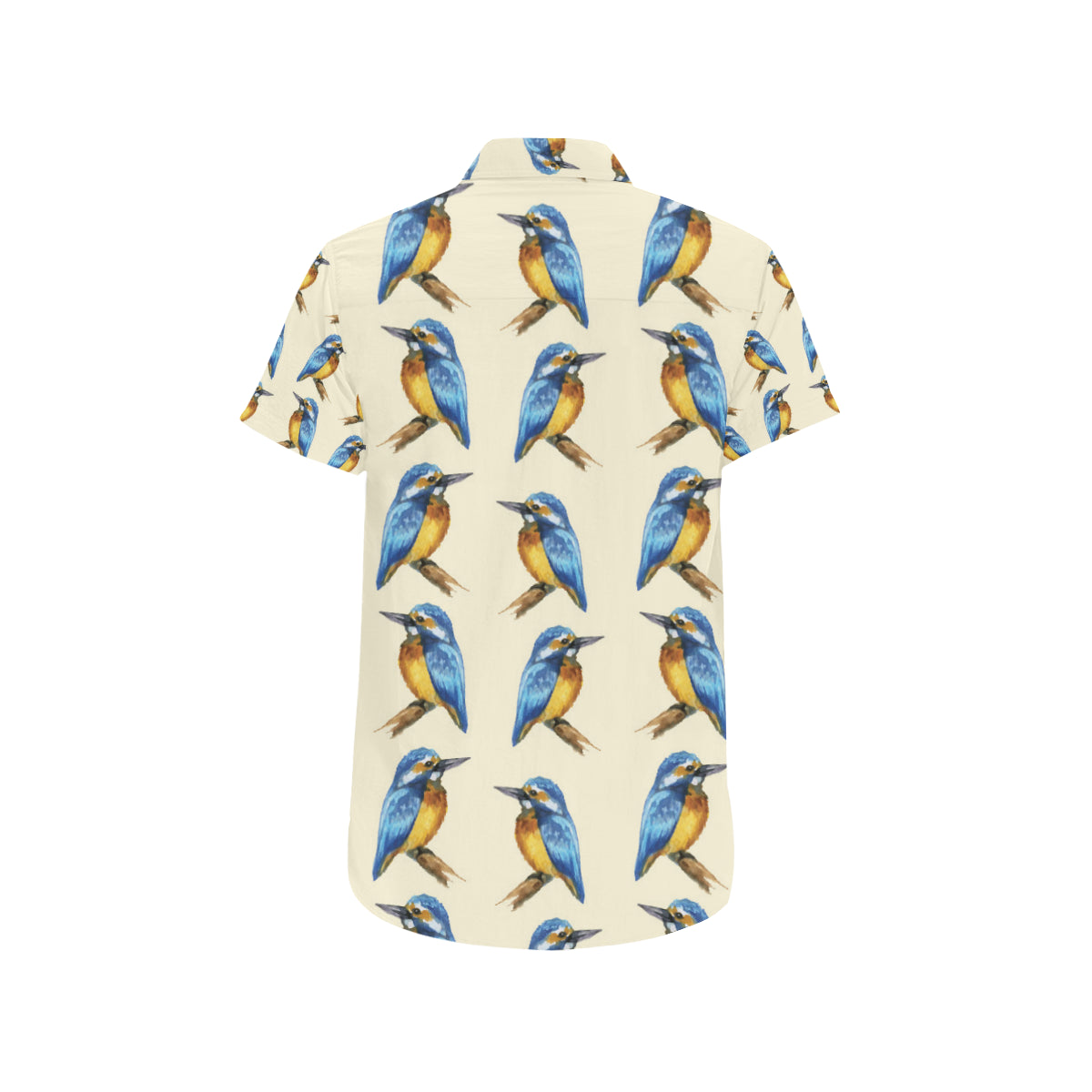 Kingfisher Pattern Print Design 01 Men's Short Sleeve Button Up Shirt
