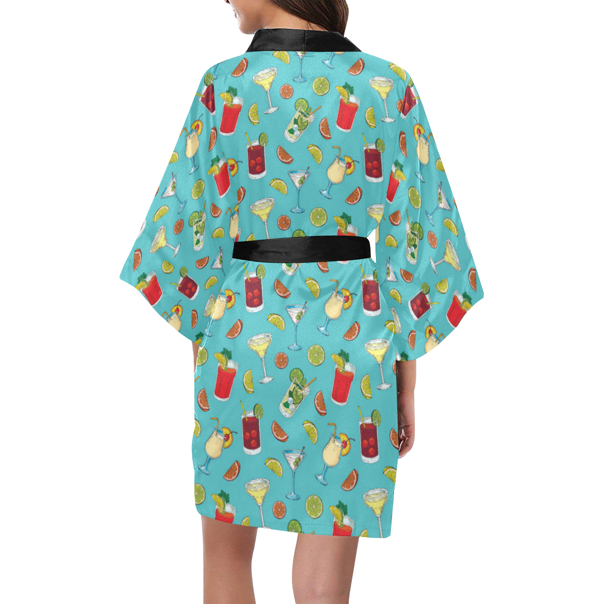 Cocktail Pattern Print Design 05 Women's Short Kimono