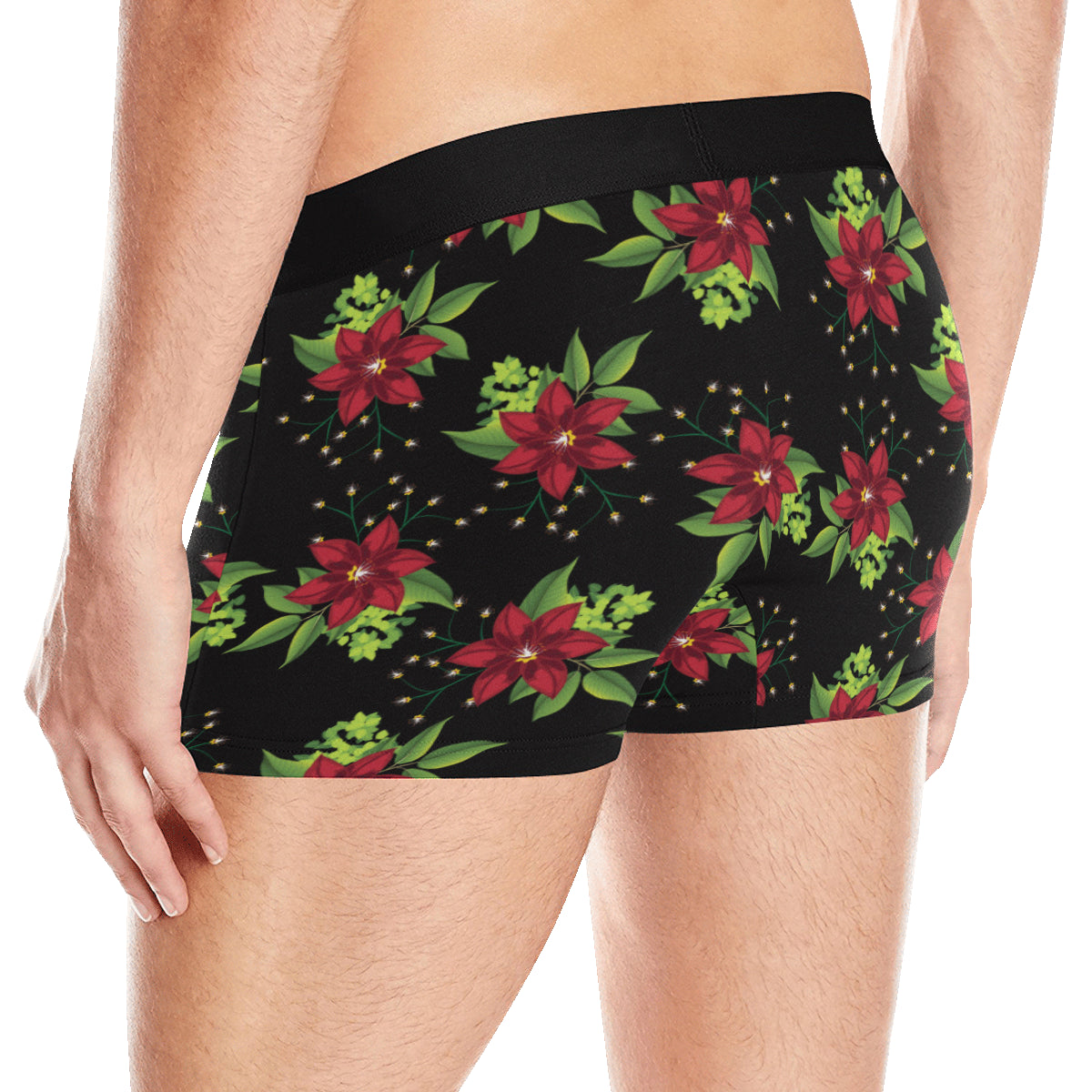 Poinsettia Pattern Print Design A01 Men's Boxer Briefs