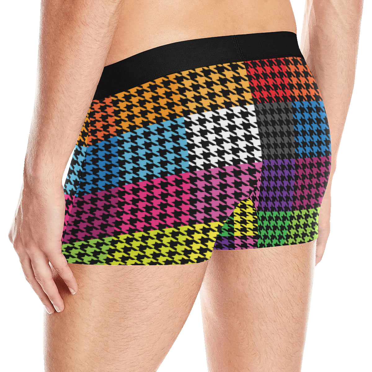 Houndstooth Colorful Pattern Print Design 01 Men's Boxer Briefs