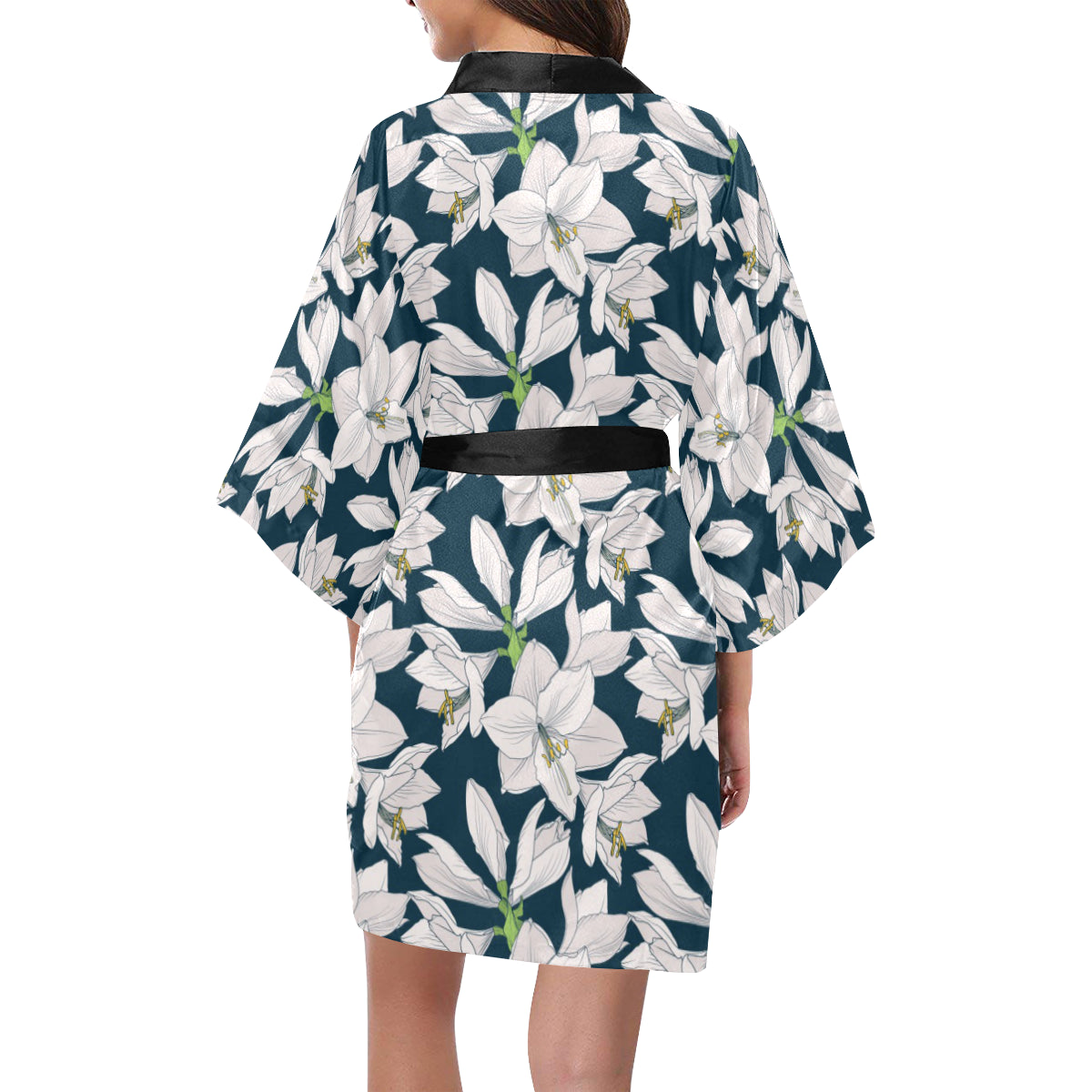 Amaryllis Pattern Print Design AL02 Women's Short Kimono