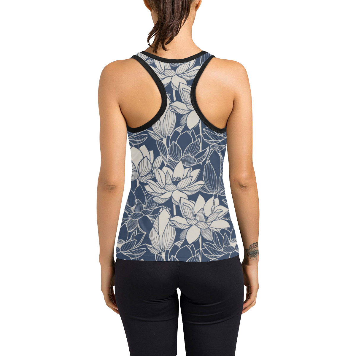 Water Lily Pattern Print Design WL04 Women's Racerback Tank Top