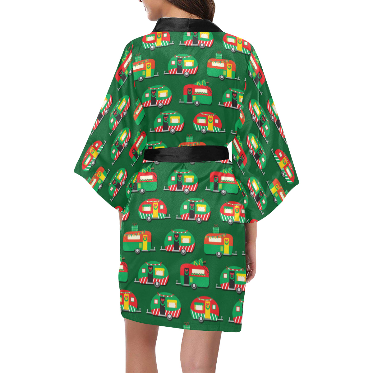 Camper Camping Christmas Themed Print Women Kimono Robe
