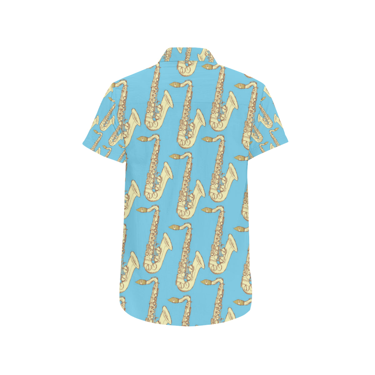 Saxophone Pattern Print Design 03 Men's Short Sleeve Button Up Shirt